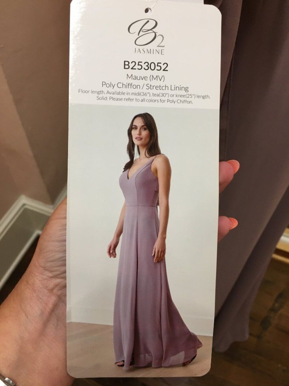 Mauve V-Neck Maxi Bridesmaid Dress Bow Tie Back B2 Jasmine - Picture 7 of 8